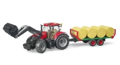 Bruder Case IH Optum 300CVX Toy Tractor and Bale Transport Trailer