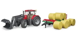 Bruder Case IH Optum 300CVX Toy Tractor and Bale Transport Trailer