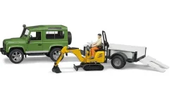 Bruder Land Rover Defender with Trailer, JCB Excavator & Man