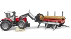 Bruder Massey Ferguson 7480 with Front Loader and Timber Trailer Toy