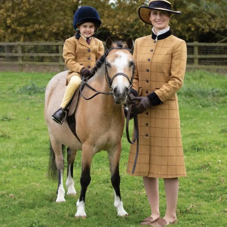 Equetech Longline Wheatley Tweed Leaders Jacket Dress & Hat Suit