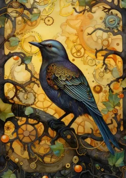 Greeting Card - Clockwork Raven by A.K. Skipsey