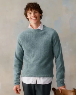 Harley of Scotland Men's Fine Cable Knit Crew