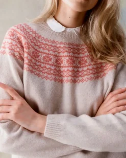 Harley of Scotland Women's Fair Isle Yoke Sweater