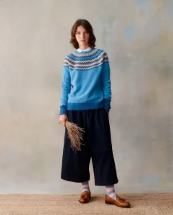 Harley of Scotland Women's Fair Isle Yoke Sweater