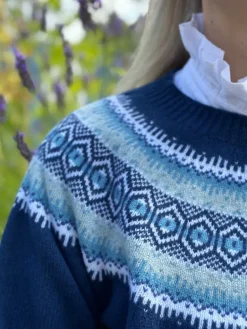 Harley of Scotland Women's Fair Isle Yoke Crew Sweater