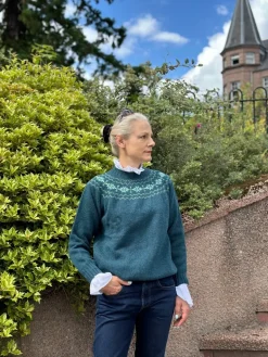 Harley of Scotland Women's Fair Isle Yoke Sweater