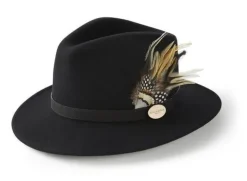 Hicks & Brown Suffolk Fedora Hat Fawn Feather (Guinea & Pheasant Feather)