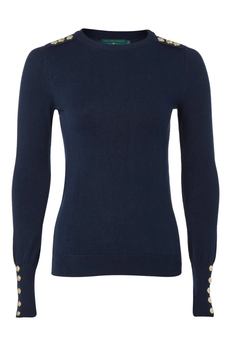 Holland Cooper Button Knit Crew Neck