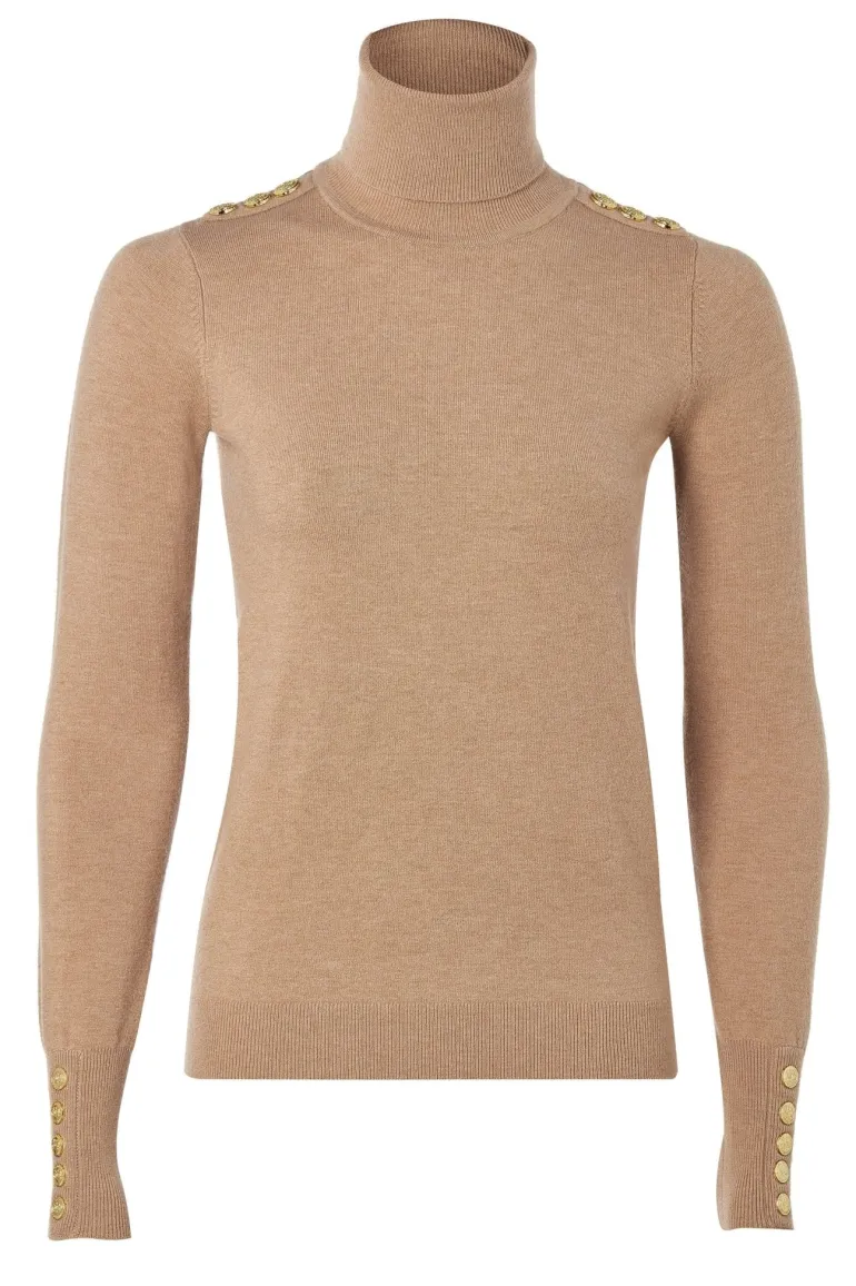 Holland Cooper Buttoned Knit Roll Neck