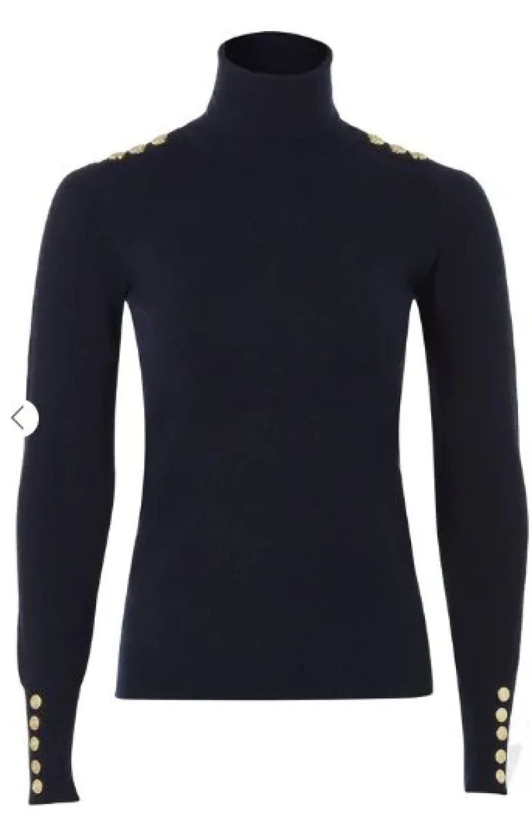 Holland Cooper Buttoned Knit Roll Neck