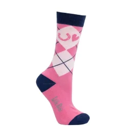 Hy Equestrian Pony Fantasy Bamboo Socks Little Rider - Pink/Navy