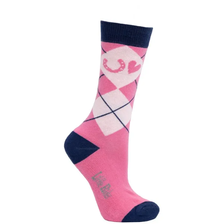 Hy Equestrian Pony Fantasy Bamboo Socks Little Rider - Pink/Navy