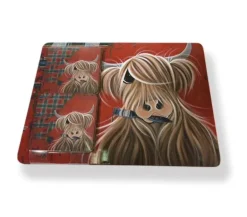 McMoo Tartan Paint Tablemat & Coaster Set